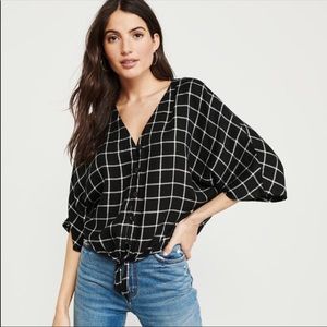 Abercrombie & Fitch Tie-Front Flannel Blouse